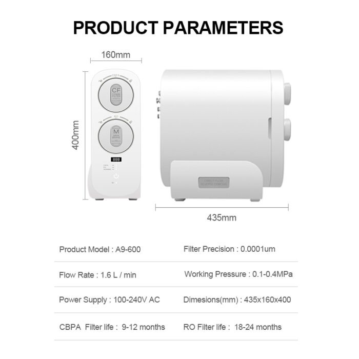 PA9 RO - Tankless Under Sink Reverse Osmosis System - TDS Display - Dual Water System - 600 GPD - Image 5