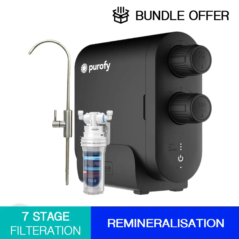 S7 Pro Bundle with Alkaline Remineralisaing Filter Purofy Tankless Black copy