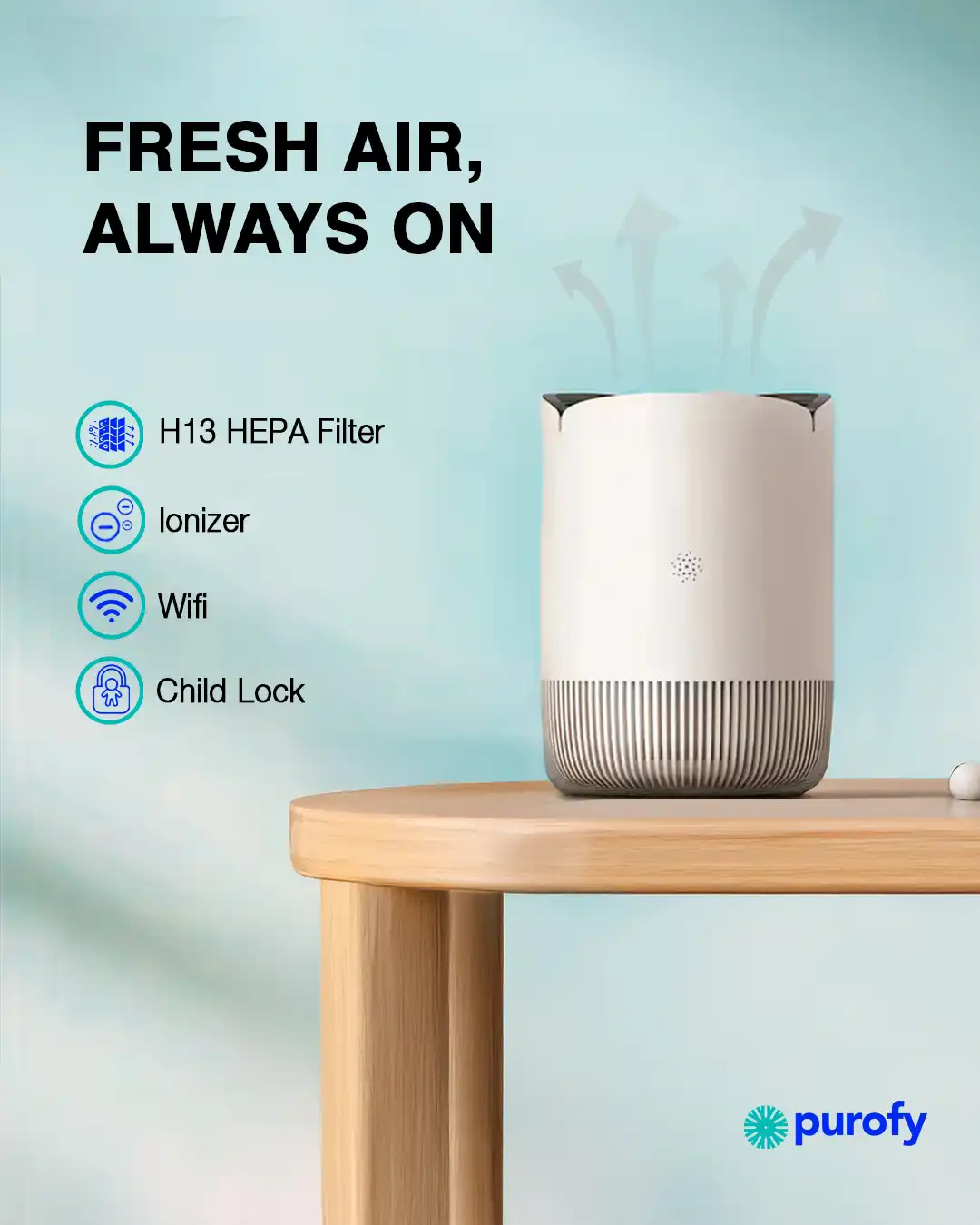 Smart HEPA 13 Home Air Purifier for Bedrooms and Living Rooms image 2