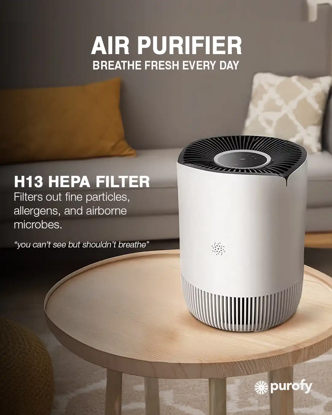 Smart HEPA 13 Home Air Purifier for Bedrooms and Living Rooms image 3