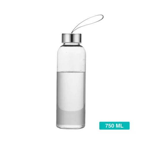Glass Water Bottle with Strap Cap - 750ml