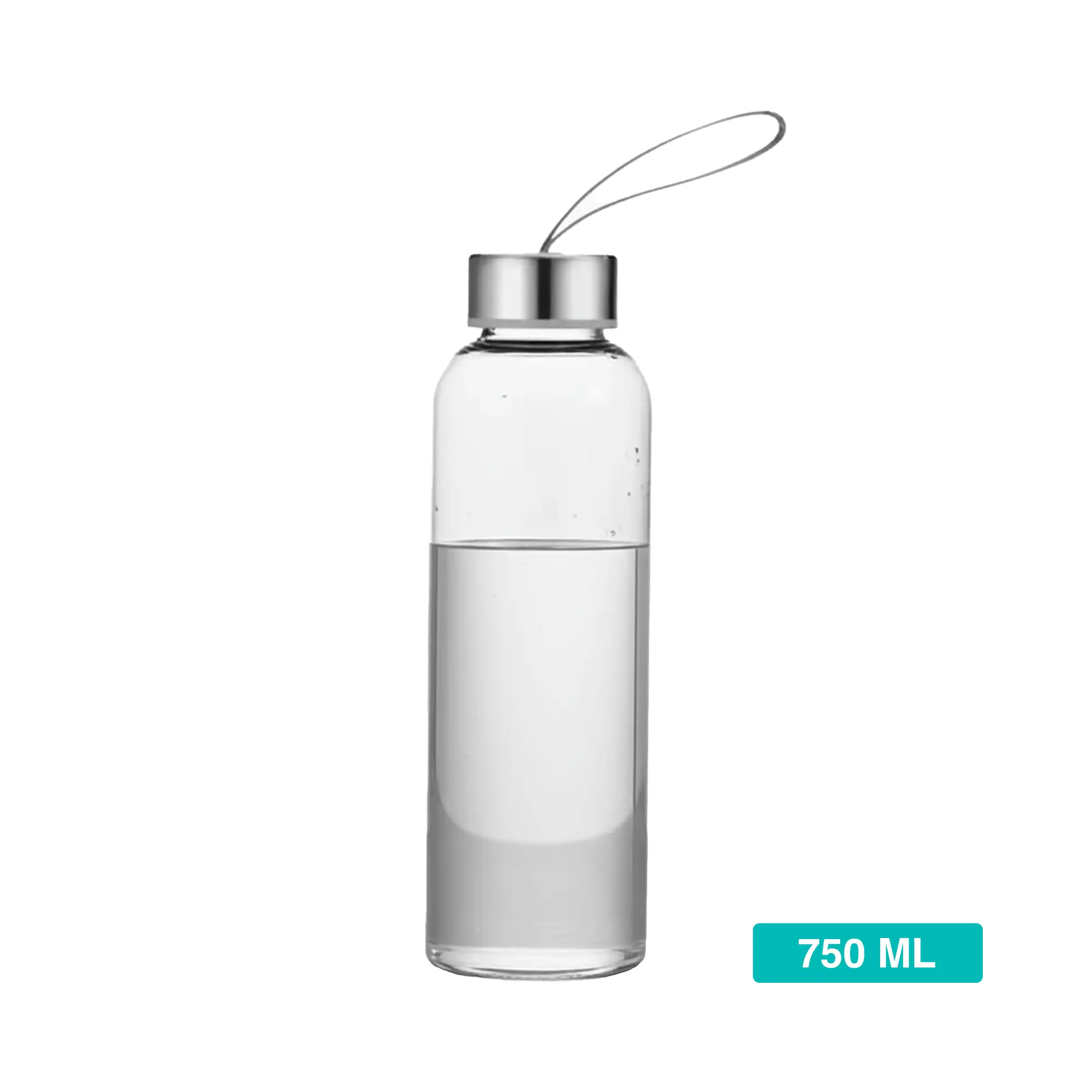 Glass Water Bottle with Strap Cap - 750ml