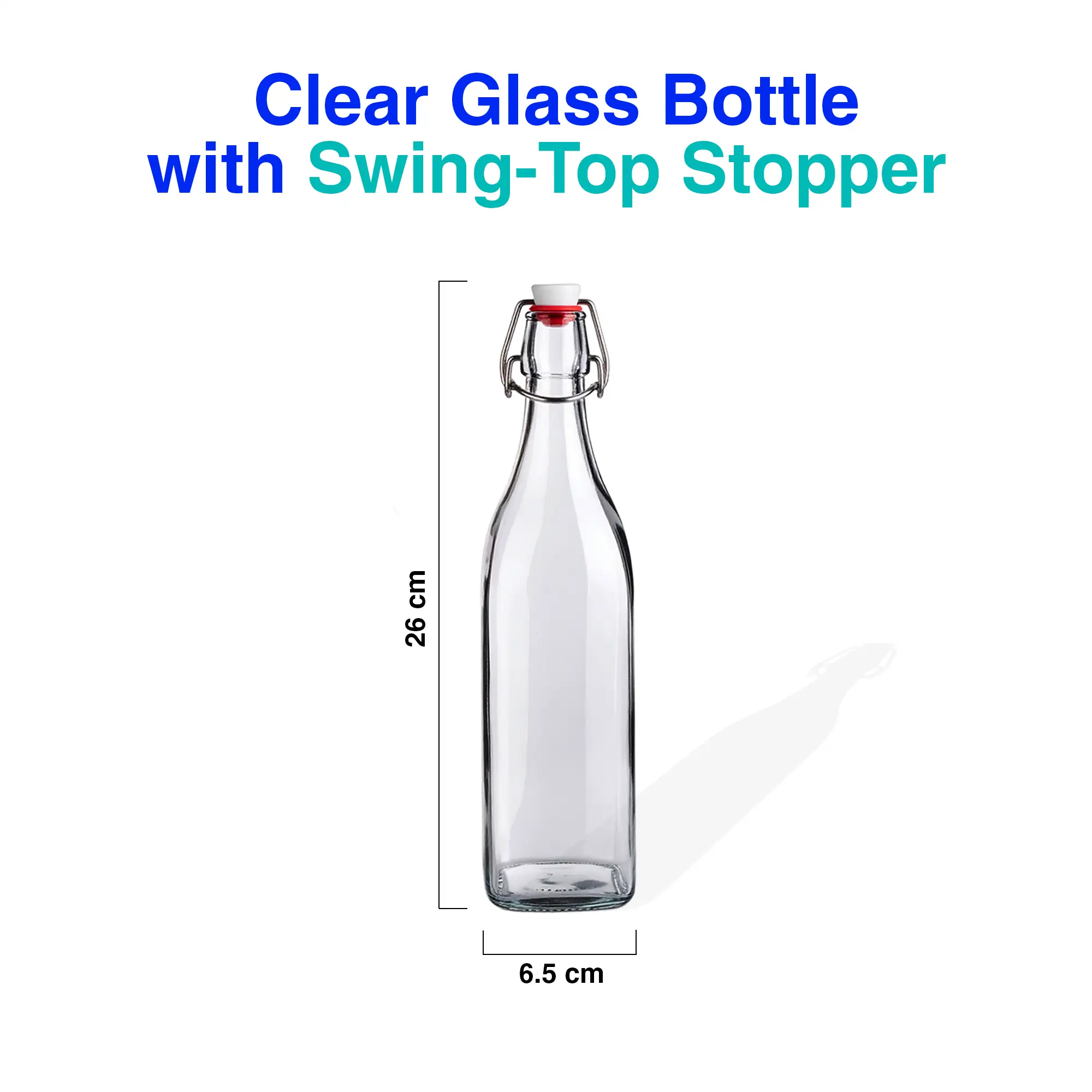 Glass Water Bottle with Swing Top Stopper - 500ml