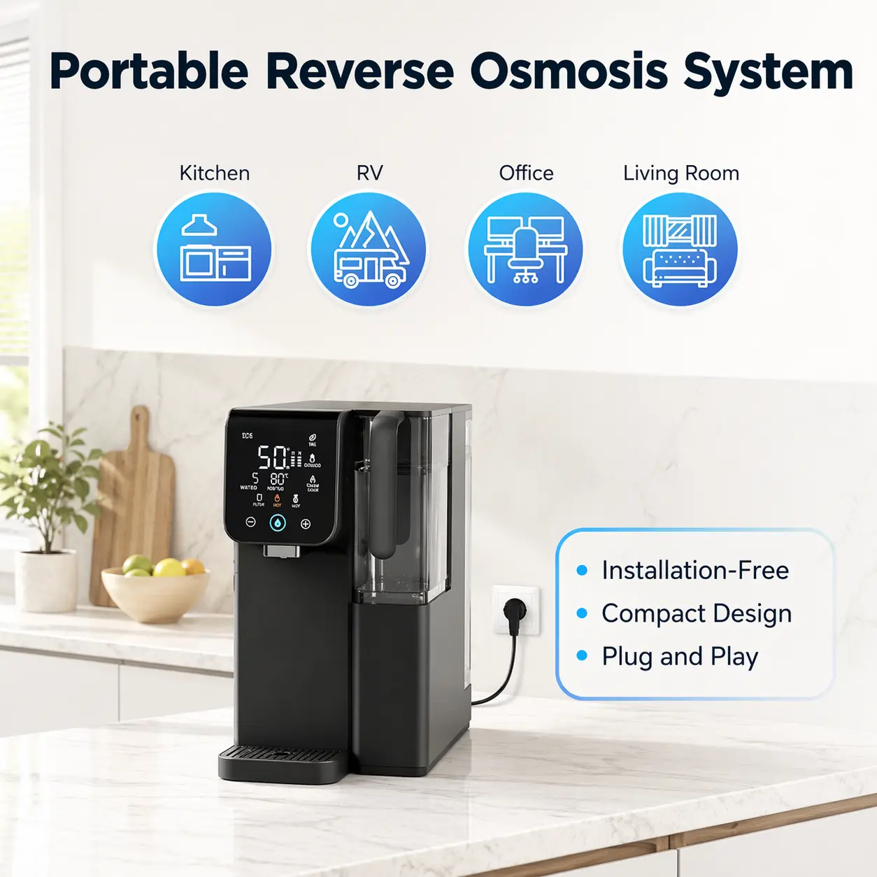 Purofy CT100 Plug Use countertop RO Water Purifier Plug and use