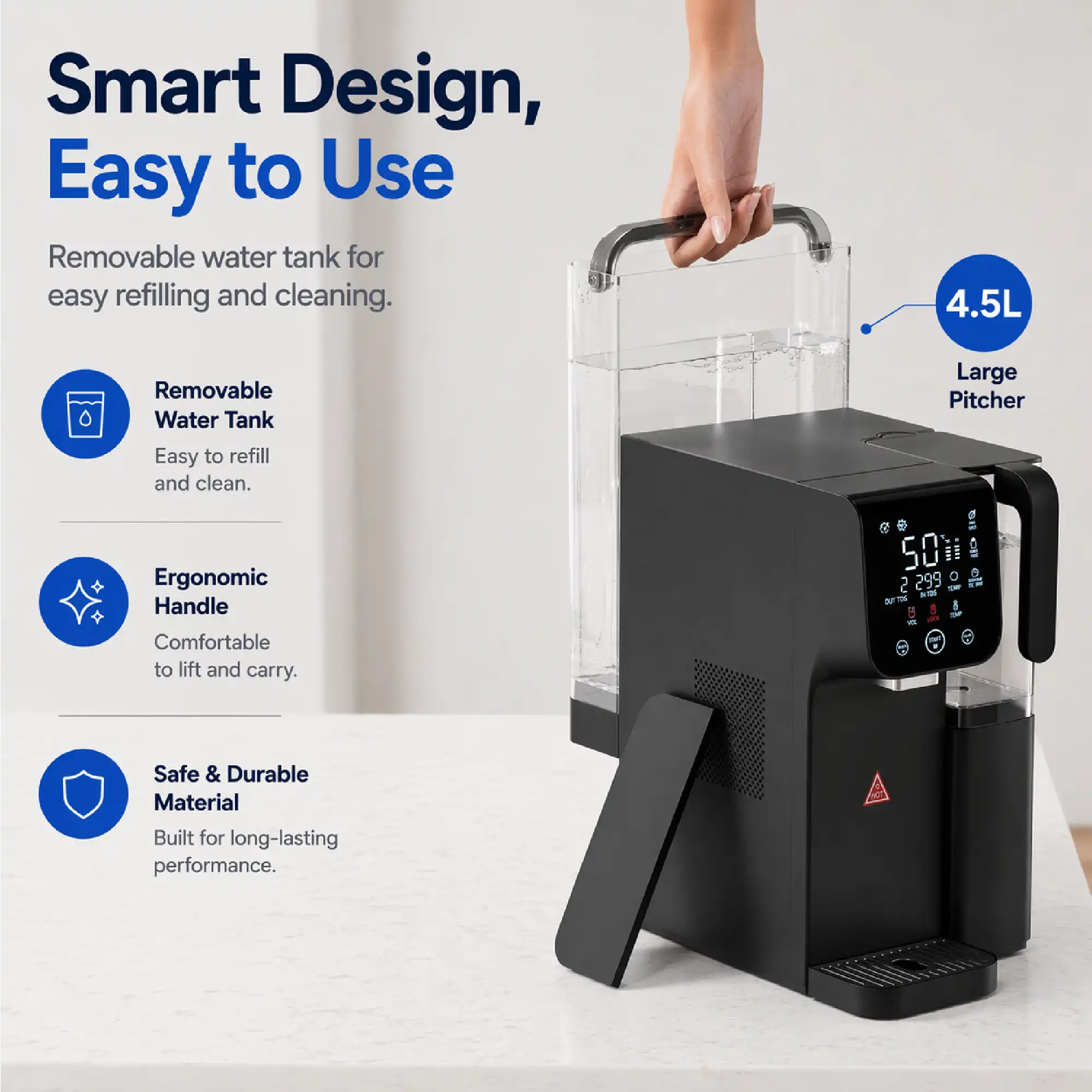 Purofy CT100 Plug Use countertop RO Water Purifier Product Details Eay to Use pitcher