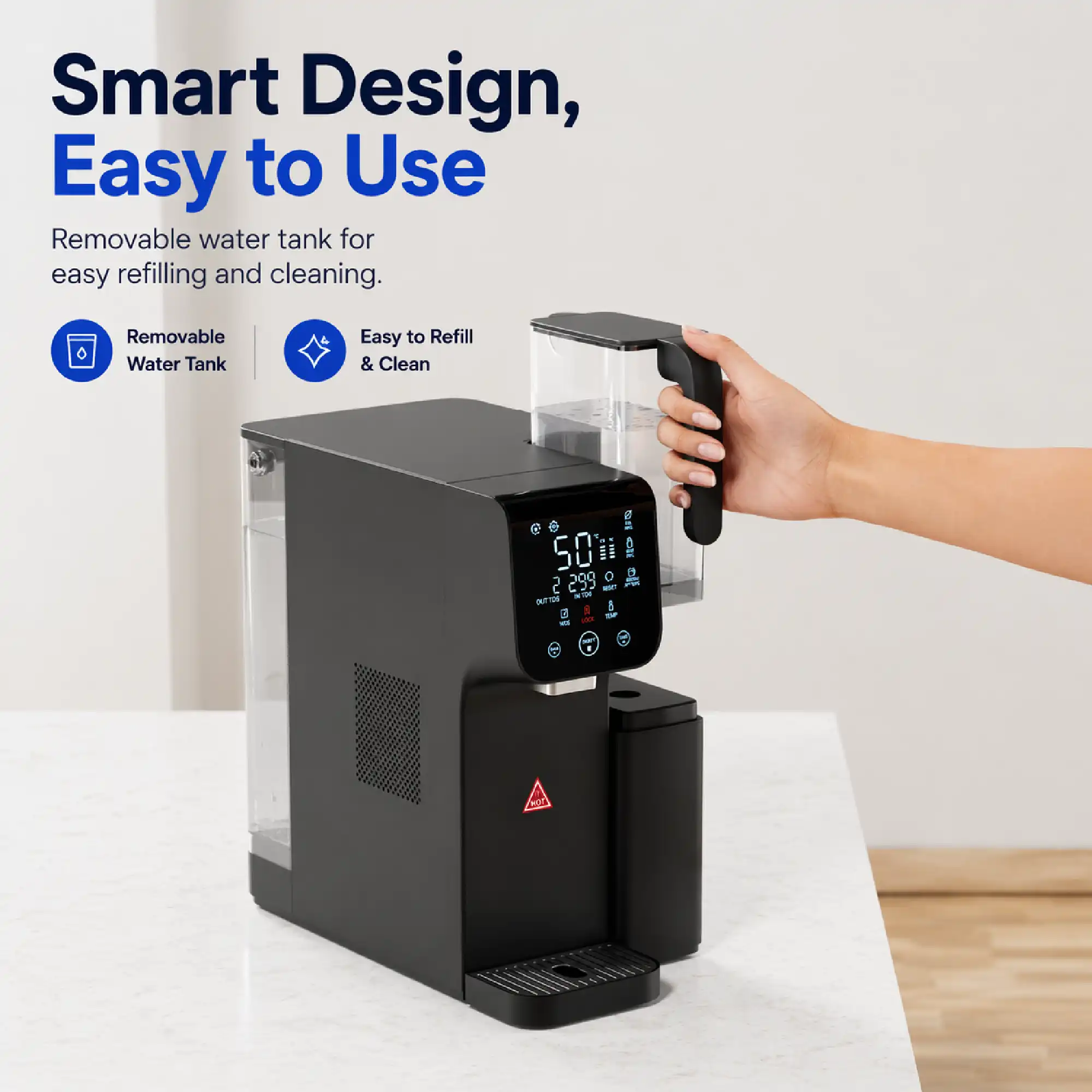 Purofy CT100 Plug Use countertop RO Water Purifier Product Details Smart design