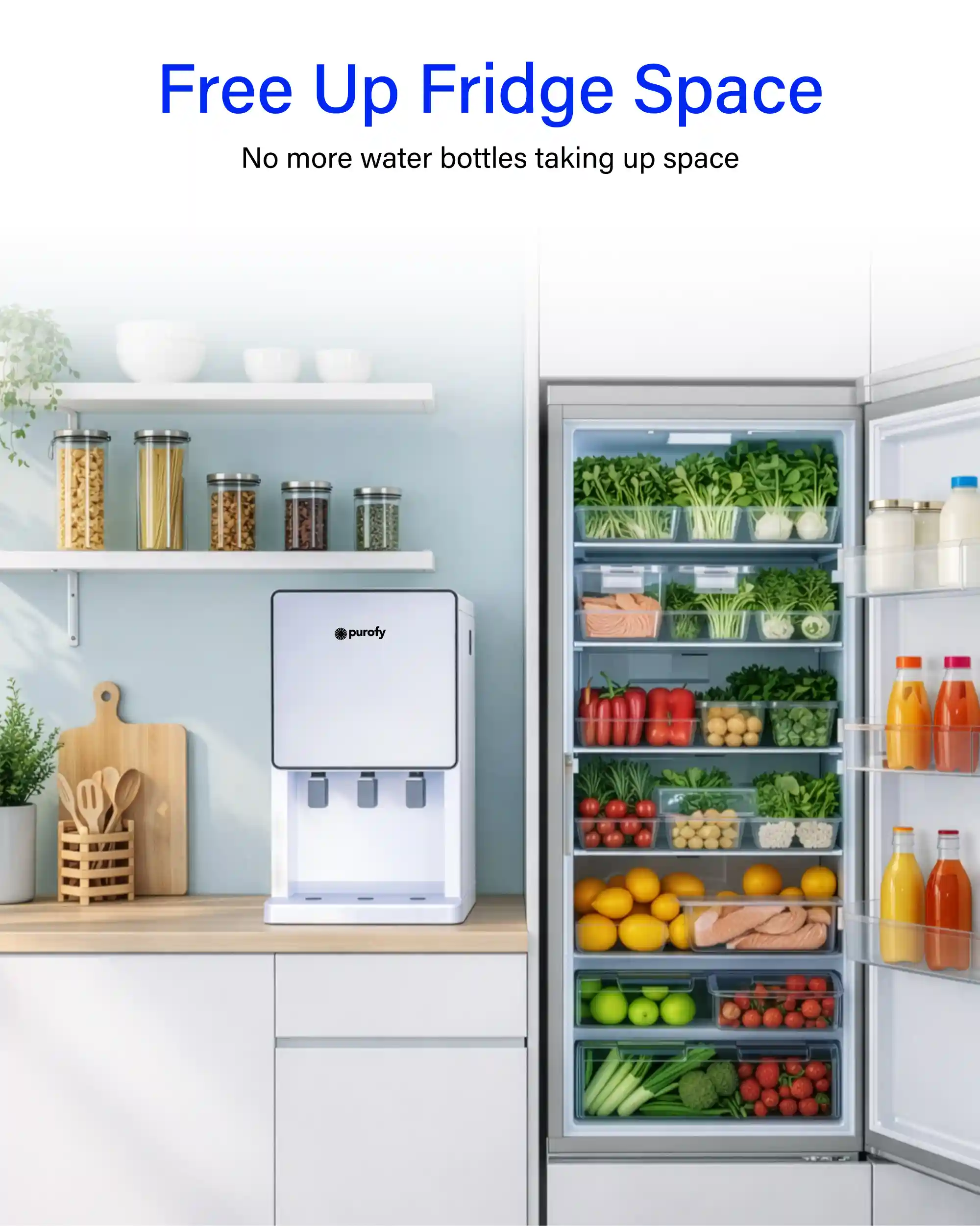 Purofy Countertop hot and cold RO water purifier free up fridge space