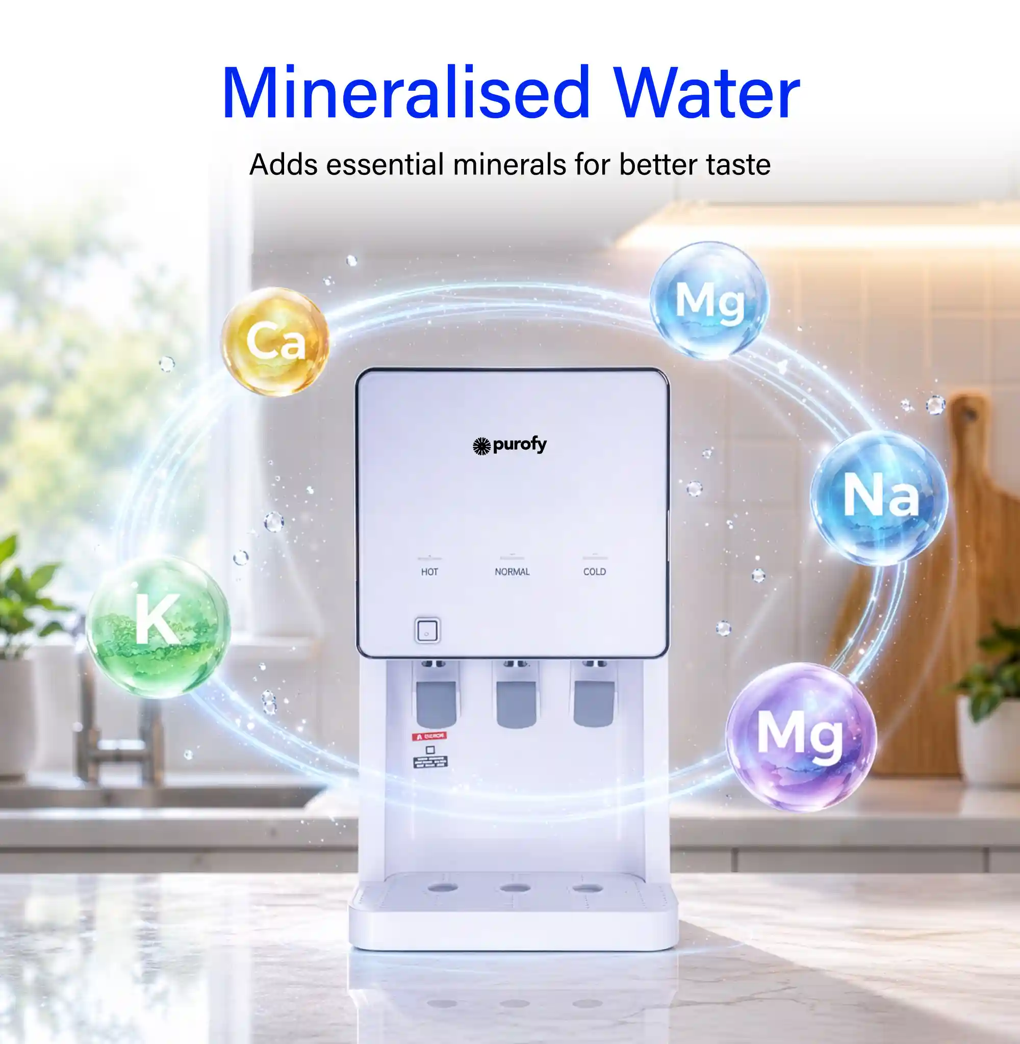 Purofy Countertop hot and cold RO water purifier mineralised water