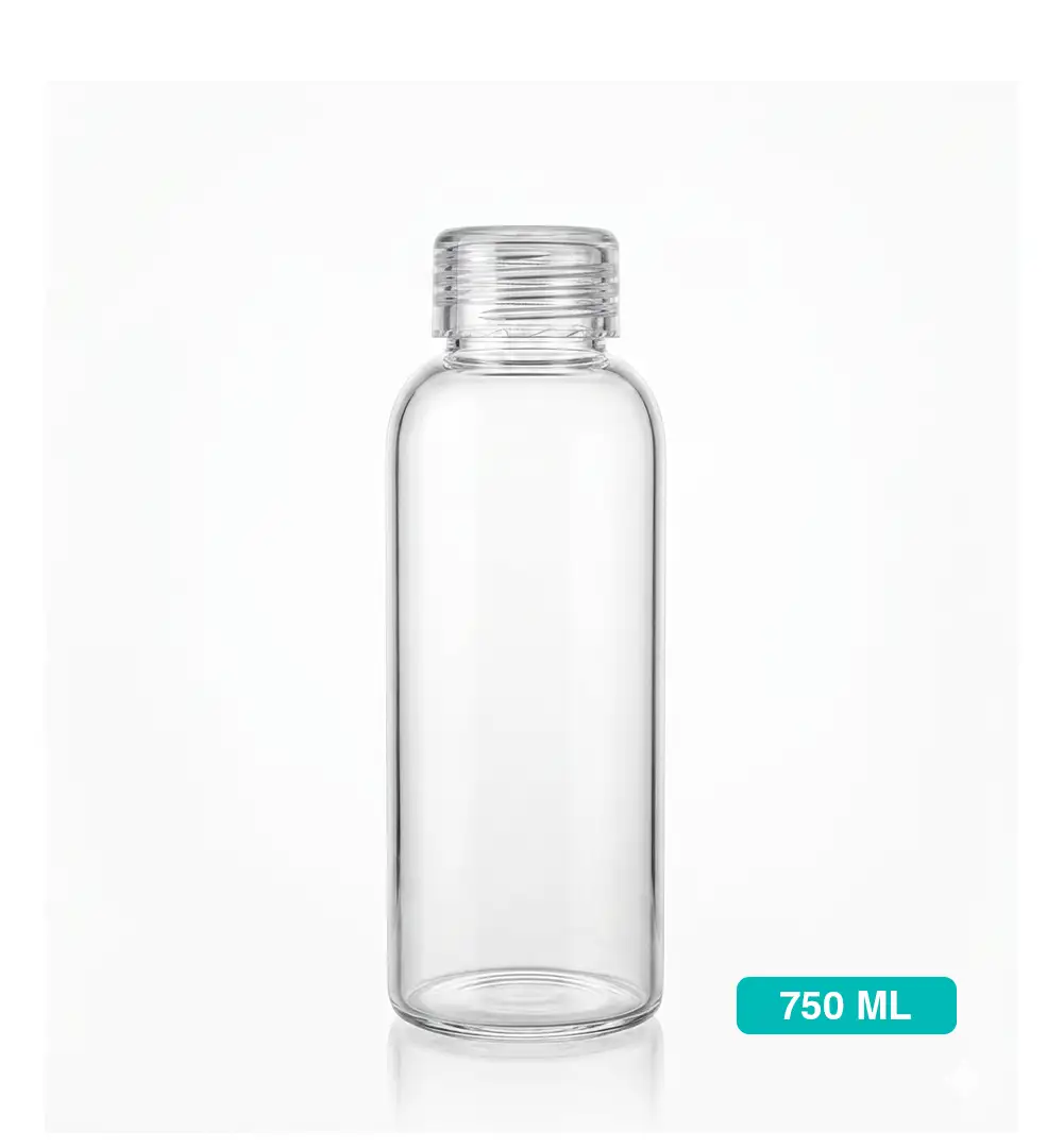 Purofy high borosilicate glass water bottle 750ml with transparent cap Maldives